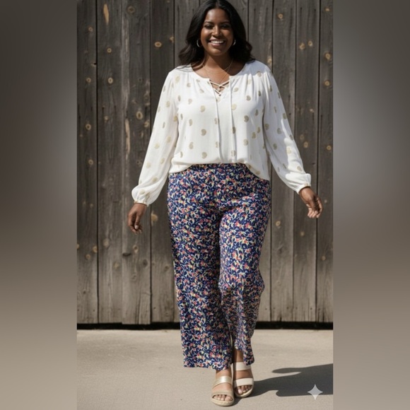 Anthropologie Maeve COLETTE WIDE LEG olives print Pants 31 Large - Picture 8 of 8